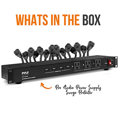 Pyle 19 Outlet 1U 19" Rackmount PDU Power Distribution Supply Center Conditioner Strip Unit Surge Protector 15 Amp Circuit Breaker 4 USB Multi Device Charge Ports 15FT Cord, Black - PCO865 - Image 8