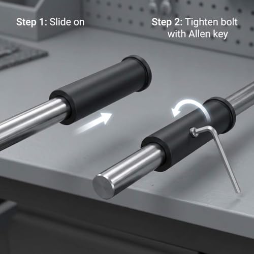 QWORK Adapter Sleeves 1" to 2" – 8" Length, 2 Pairs, 600 lbs Load, Locking Bolt & Caps for Racks, Bars & Plates - Image 4