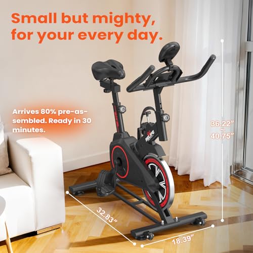 RELIFE REBUILD YOUR LIFE Exercise Bike Stationary for Home Indoor,Cycling Bike with Silent Belt Drive for Home Cardio,Brake Pad Resistance with djustable & Comfort Seat/PAD Holder/LCD Monitor. - Image 6