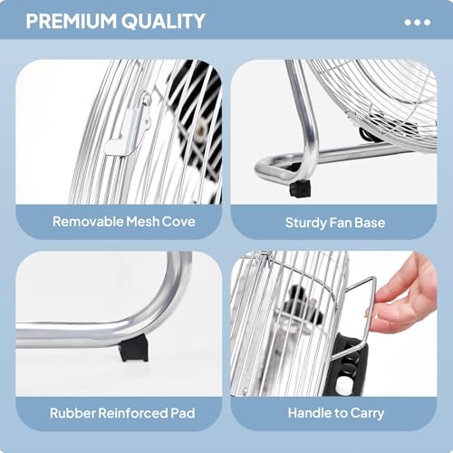 ROVSUN 20'' Floor Fans, High Velocity Heavy Duty Metal Industrial Floor Fan for Commercial & Residential, High Power Fan with Adjustable Tilt, Metal Box Fan for Garage, Gym, Bedroom, Shop, UL Listed - Image 7
