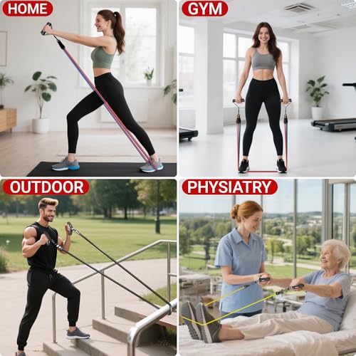 Readaeer Resistance Bands, Exercise Bands for Working Out, Work Out Bands with Handles for Men and Women for Indoor and Outdoor Sports, Fitness, Suspension, Speed Strength, Training, Home Gym,Yoga - Image 4