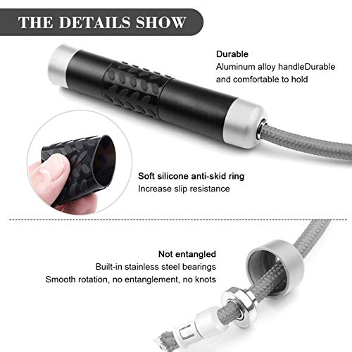 Redify Weighted Jump Rope for Workout Fitness(1LB), Tangle-Free Ball Bearing Rapid Speed Skipping Rope for MMA Boxing Weight-loss,Aluminum Handle Adjustable Length 9MM Fabric Cotton+9MM Solid PVC Rope - Image 4