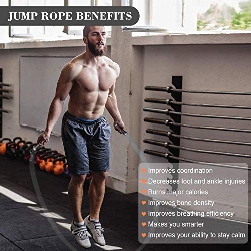 Redify Weighted Jump Rope for Workout Fitness(1LB), Tangle-Free Ball Bearing Rapid Speed Skipping Rope for MMA Boxing Weight-loss,Aluminum Handle Adjustable Length 9MM Fabric Cotton+9MM Solid PVC Rope - Image 6