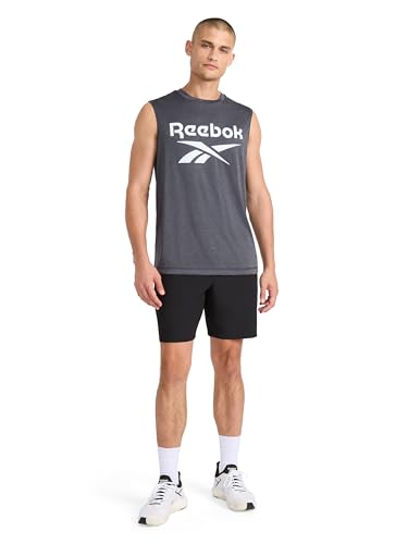 Reebok Apparel Men's Gladiator Large Logo Muscle, Black Heather - Image 4