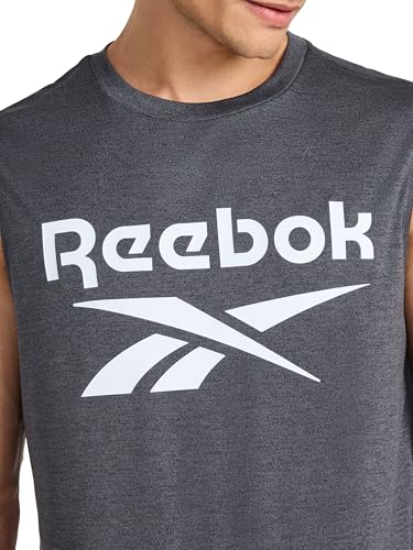 Reebok Apparel Men's Gladiator Large Logo Muscle, Black Heather - Image 5