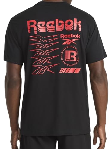 Reebok Men's Phasic Graphic Crewneck T-Shirt, Standard Fit, Lightweight Cotton-Poly Fabric - Image 3