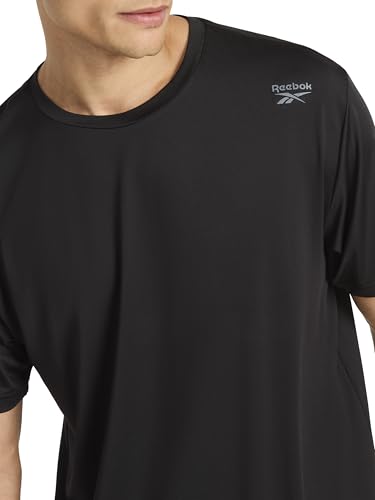 Reebok Men's Reflective Small Logo Crewneck T-Shirt, Standard Fit, Lightweight Cool Touch Jersey Fabric - Image 5