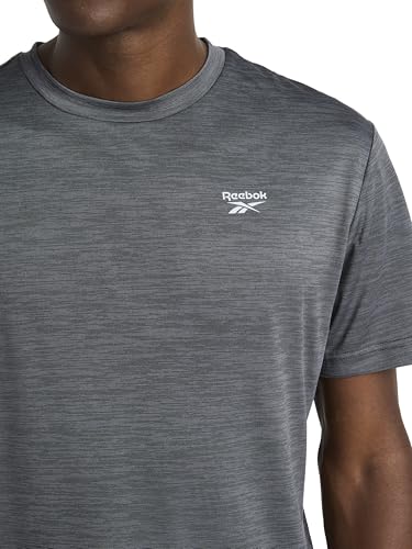 Reebok Men's Small Logo Short Sleeve Crewneck T-Shirt, Standard Fit, Breathable Lightweight Stretch Knit Fabric - Image 5