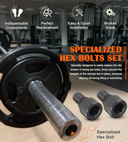 Replacement Hex Bolts Perfectly Fits for Dumbbell Bars, Olympic Bars, Curl Bars & Tricep Bars - Image 5
