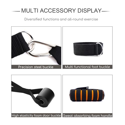 Resistance Bands Set with Door Anchor Training System, 5 Colors Stackable up to 150LBS, Includes 5-Angle Door Training Tool, Home Full Body Workout Bands, Handles, Ankle Straps, Portable Bag - Image 5