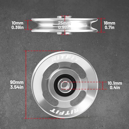 RitFit Aluminum Pulley Wheel for Gym Equipment, 2PCS/ 6PCS Set Power Rack Pulley Attachment, 90mm Aluminum Alloy Bearing Gym Pulley Wheel for Home Gym - Image 3
