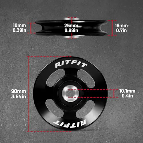 RitFit Aluminum Pulley Wheel for Gym Equipment, 6PCS Set Power Rack Pulley Attachment, 90mm Aluminum Alloy Bearing Gym Pulley Wheel for Home Gym - Image 3