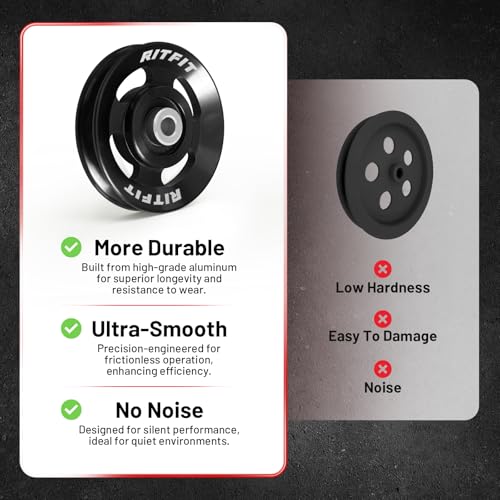 RitFit Aluminum Pulley Wheel for Gym Equipment, 6PCS Set Power Rack Pulley Attachment, 90mm Aluminum Alloy Bearing Gym Pulley Wheel for Home Gym - Image 6