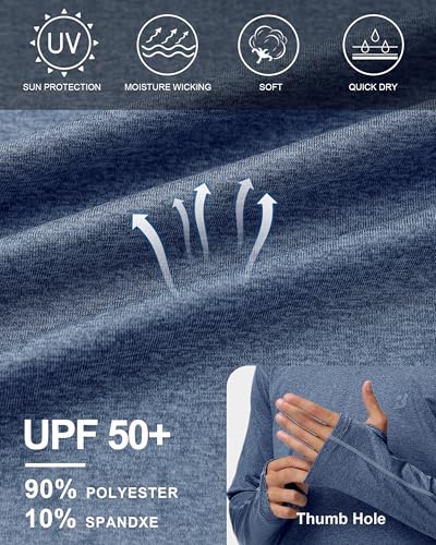 Roadbox Mens UPF 50+ Fishing Shirts, Long Sleeve UV Sun Hoodie, Hiking Running Swim Athletic Workout Shirt - Image 5