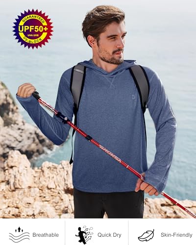 Roadbox Mens UPF 50+ Fishing Shirts, Long Sleeve UV Sun Hoodie, Hiking Running Swim Athletic Workout Shirt - Image 6