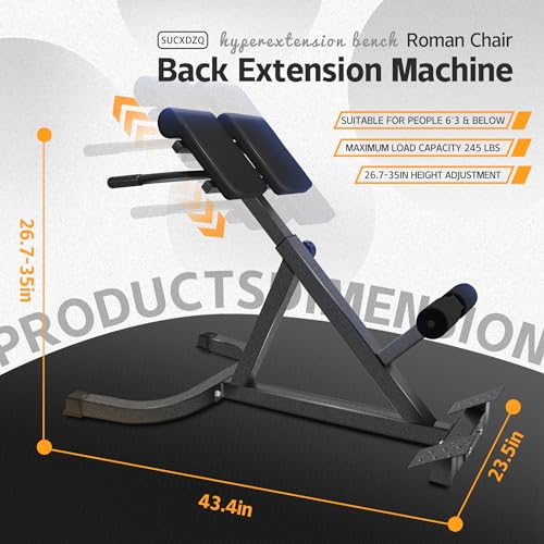 Roman Chair Back Extender - Angle & Height Dual Adjustable Hyperextension Bench for Home Gym - Adjustable Back Exercise Machine Fitness Equipment - Image 3