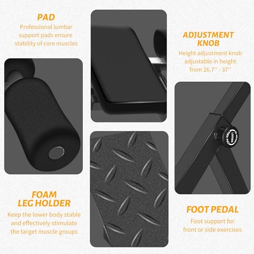 Roman Chair Back Extender - Angle & Height Dual Adjustable Hyperextension Bench for Home Gym - Adjustable Back Exercise Machine Fitness Equipment - Image 7