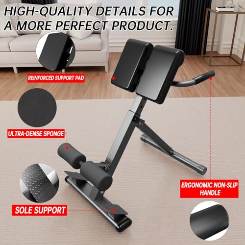 Roman Chair Hyperextension Bench – Adjustable Back Extension Machine for Glutes, Hamstrings & Lower Back – Foldable Multi-Purpose Workout Equipment for Home Gym - Image 4
