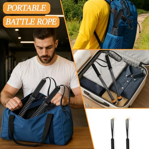 Ropeless Battle Ropes for Exercise Workout Rope, Portable Workout for Home Gym, Exercise Battle Ropes for HIIT Workouts, Low-Impact Cardio Training (Black with Ring) - Image 7