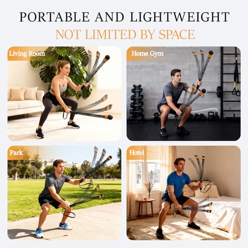 Ropeless Battle Ropes for Exercise Workout Rope, Portable Workout for Home Gym, Exercise Battle Ropes for HIIT Workouts, Low-Impact Cardio Training (Black with Ring) - Image 8