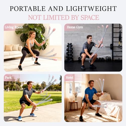 Ropeless Battle Ropes for Exercise Workout Rope, Portable Workout for Home Gym, Exercise Battle Ropes for HIIT Workouts, Low-Impact Cardio Training (Pink with Ring) - Image 8