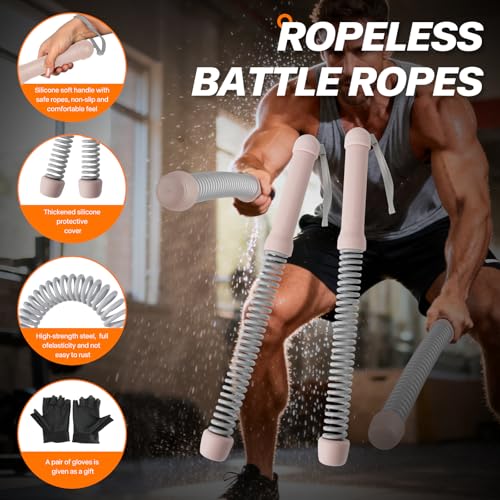 Ropeless Battle Ropes for Home Gym - Portable Cordless Training Rope Fitness Equipment for Men & Women, Weighted Workout Ropes for HIIT, Home and Travel Exercise Equipment - Image 5