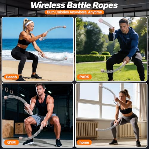 Ropeless Battle Ropes for Home Gym - Portable Cordless Training Rope Fitness Equipment for Men & Women, Weighted Workout Ropes for HIIT, Home and Travel Exercise Equipment - Image 6