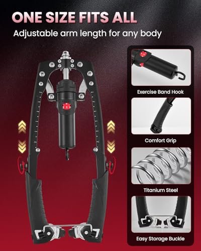 SAKER Twister Arm Trainer, Adjustable Hydraulic Home Gym Equipment for Strength Training, 22-440Lbs Chest Expander with Ab Roller Wheel, Workout Equipment for Men & Women, Arms Chest Core - Image 4