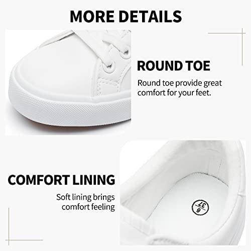 SERNIAL Womens White Tennis Shoes PU Leather Sneakers Casual Walking Shoes for Women - Image 4