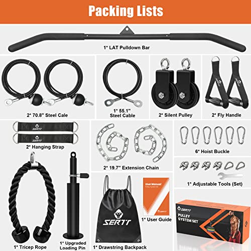SERTT Home Gym Pulley System - Tricep Workout, Lat Pulldown, Biceps Curl, Triceps, Shoulders, Back, Forearm, Weight Cable for Squat Rack, Garage - Image 3