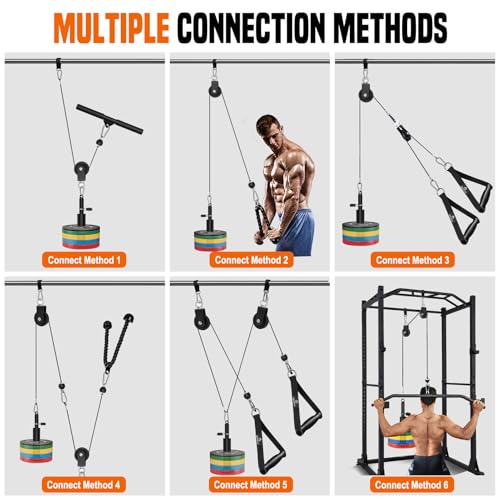 SERTT Weight Cable Pulley System Gym, Upgraded Cable Pulley Attachments for LAT Pull Down, Biceps Curl, Tricep, Arm Workouts - Home Gym Add On Equipment - Image 4