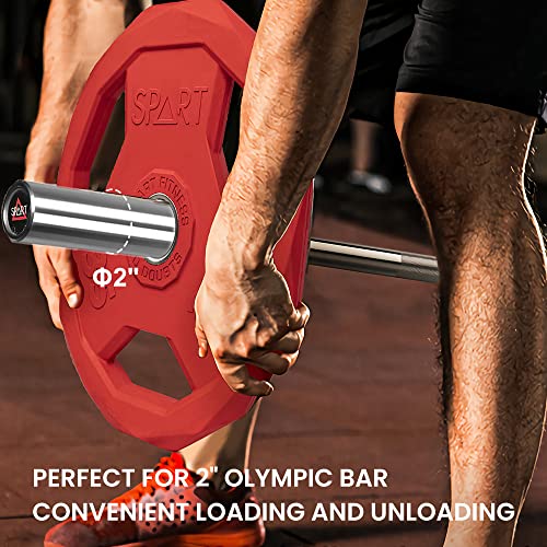 SPART Color Coded Weight Plate 2-Inch Rubber Coated Olympic Grip Plate for Barbell, Solid Cast Iron Weight Plates for Strength Training, Weightlifting, Crossfit, Home Gym, 2.5LB/5LB/10LB/25LB/35LB/45LB, Pair - Image 6