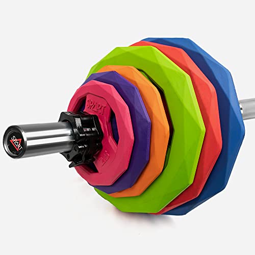 SPART Color Coded Weight Plate 2-Inch Rubber Coated Olympic Grip Plate for Barbell, Solid Cast Iron Weight Plates for Strength Training, Weightlifting, Crossfit, Home Gym, 2.5LB/5LB/10LB/25LB/35LB/45LB, Pair - Image 8