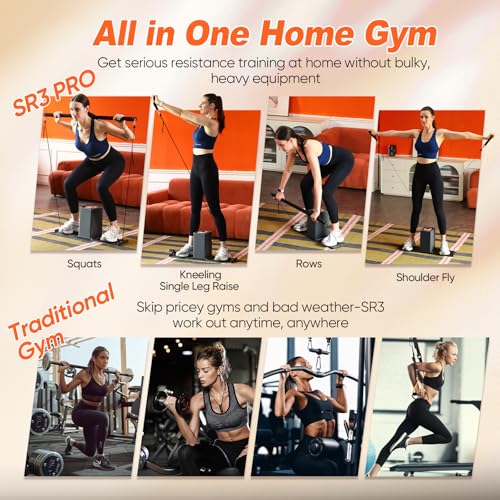 SR3 PRO Smart Home Gym Equipment ,Max 130lbs Resistance Portable Full Body Workout Cable Machine with Ambient Light,at Home Gym | All in One Gym for Travel | Foldable Gym & Home Exercise Equipment - Image 5
