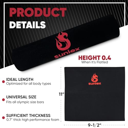 【SUNIEX】 HIGH DURABILITY Squat Pad - Fits ALL Olympic Bars - EASY CARRY – SUPER GRIP Design - Neck & Shoulder Protective Pad - Barbell Pad for Squats, Lunges, Weight lifting, Crossfit - Image 6