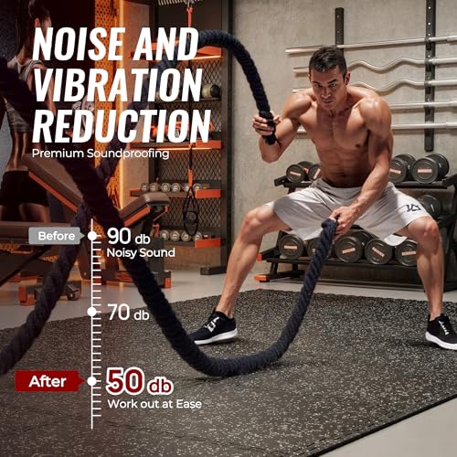 SUPERJARE 0.79'' Extra-Thick Exercise Equipment Mats, 12 Pcs 48 Sq Ft Rubber Top Floor Tiles with High Density EVA Foam, Interlocking Gym Flooring for Home Gym, Workout Mat, Black/Grey - Image 6