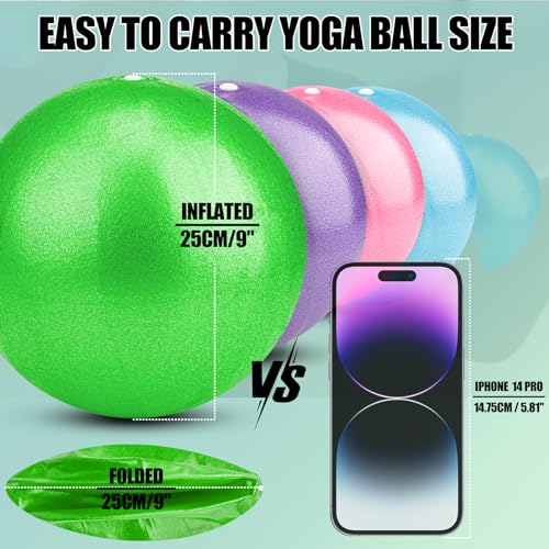 Small Exercise Ball Anti-Burst Non-Slip Stability 9 Inch with Inflatable Straw Mini Pilates Balls Ideal for Yoga Exercise Pilates Physical Therapy Stretching Core Fitness - Image 7