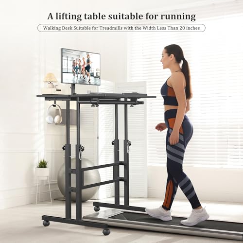 Small Standing Desk with Wheels, Mobile Stand Up Desk, Portable Standing Table on Wheels for Walking Pad, Rolling Computer Desk Adjustable Height, Tall Table - Image 8