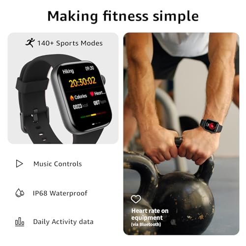Smart Watch for Men Women Answer/Make Call, 1.85" Smartwatch, Fitness Watch with Heart Rate Blood Pressure Sleep Monitor, 140+Sports, IP68 Waterproof Step Counter Watch Compatible with Android IOS - Image 3