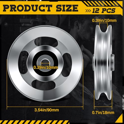 Soulchen Aluminum Pulleys for Cable Machine Set, 90mm Aluminum Alloy Bearing Gym Pulley Wheel for Home Gym Equipment Exercise Machine Pulldown Attachments - Image 3