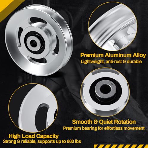 Soulchen Aluminum Pulleys for Cable Machine Set, 90mm Aluminum Alloy Bearing Gym Pulley Wheel for Home Gym Equipment Exercise Machine Pulldown Attachments - Image 4