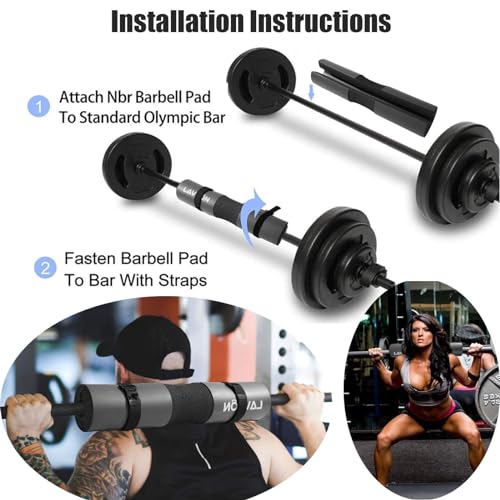 Squat Pad Set - Foam Barbell Pad for Squats Cushion, Lunges & Bar Padding for Hip Thrusts - Standard Olympic Weight Bar Pad - With Ankle Straps, Wrist Straps for Weightlifting - Image 7