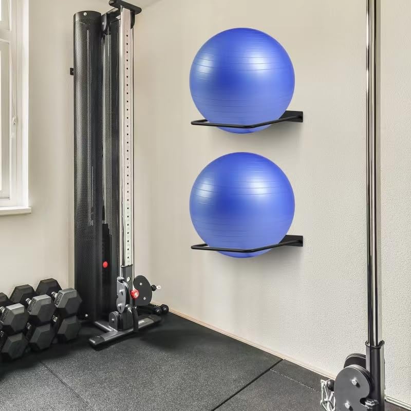 Stability Ball Storage Rack,Holder Wall Mount, Exercise Racks for Home and Yoga Studios or Commercial Gyms,Acts as a Storage (1 Black) - Image 6