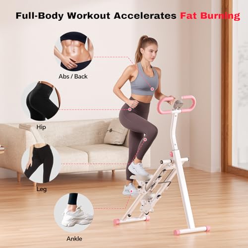 Stair Steppers for Exercise at Home, Folding Vertical Stair Stepper Climber, Full-Body Cardio Machine with Adjustable Handles, Steel Frame & Digital Monitor - Image 3