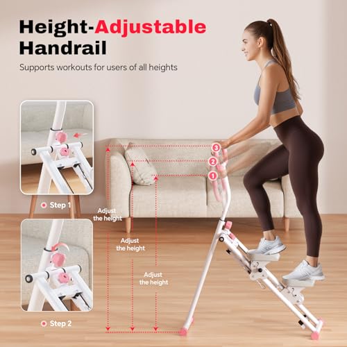 Stair Steppers for Exercise at Home, Folding Vertical Stair Stepper Climber, Full-Body Cardio Machine with Adjustable Handles, Steel Frame & Digital Monitor - Image 5