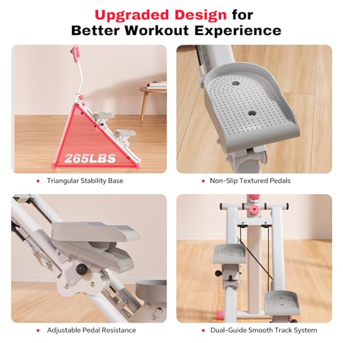 Stair Steppers for Exercise at Home, Folding Vertical Stair Stepper Climber, Full-Body Cardio Machine with Adjustable Handles, Steel Frame & Digital Monitor - Image 8