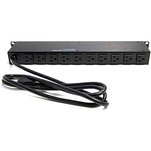 StarTech.com 16 Outlet Horizontal 1U Rack Mount PDU Power Strip for Network Server Racks - Surge Protection - 120V/15A - 6ft Power Cord (RKPW161915) - Image 4
