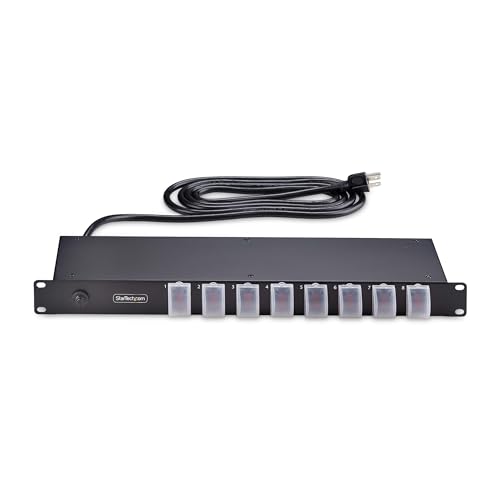 StarTech.com 8-Outlet Horizontal Rack Mount PDU, 1U Power Strip, Outlet On/Off Switches, 15A Breaker, 8ft/2.4m Cord NEMA 5-15, TAA - Image 4