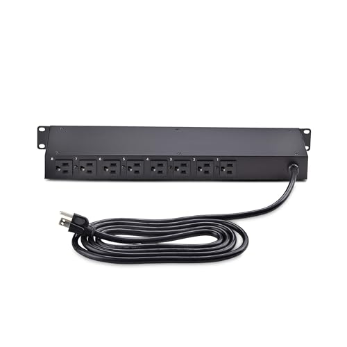 StarTech.com 8-Outlet Horizontal Rack Mount PDU, 1U Power Strip, Outlet On/Off Switches, 15A Breaker, 8ft/2.4m Cord NEMA 5-15, TAA - Image 5