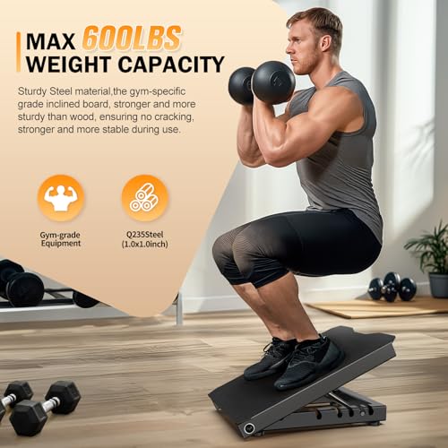 Steel Slant Board Calf Stretcher for Squat 600lbs Weight Capacity Adjustable Incline Balance Board for Relieving Plantar Fasciitis Achilles Tendonitis Muscle Injuries Home Gym or Commercial - Image 5